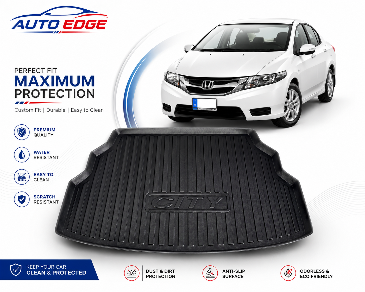 Honda City 2010-2020 TPU PVC Trunk Mat | Cargo Mat