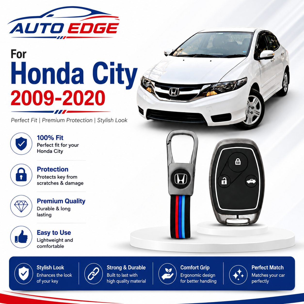Honda City 2009-2020 metal zinc key cover