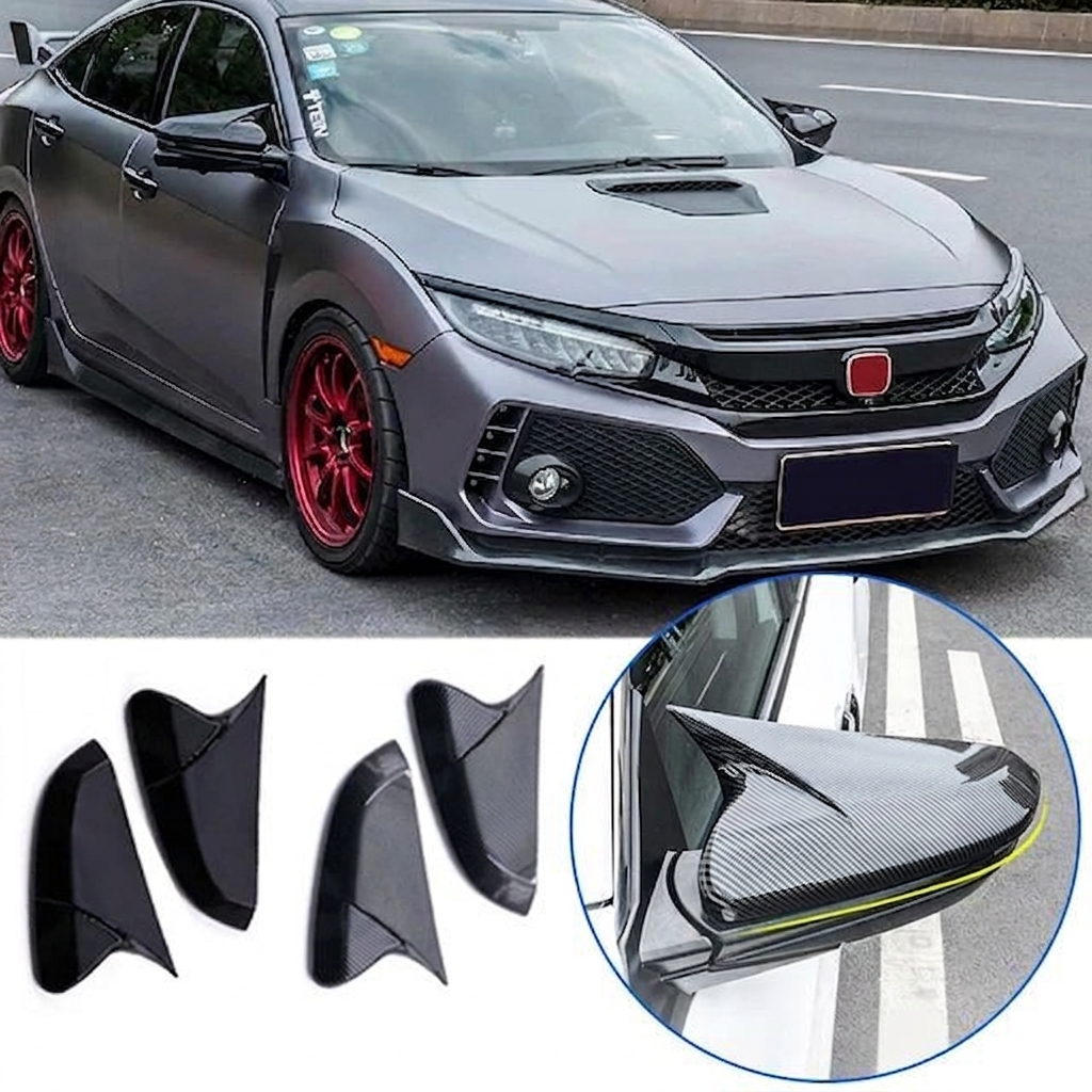 Honda Civic X 2016–2021 Batman Style Side Mirror Covers | Carbon Fiber Look | Premium Fit