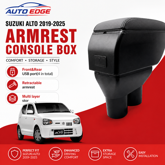 Sogo Suzuki Alto 2015-2026 Leather Armrest Console With Usb 4 Ports