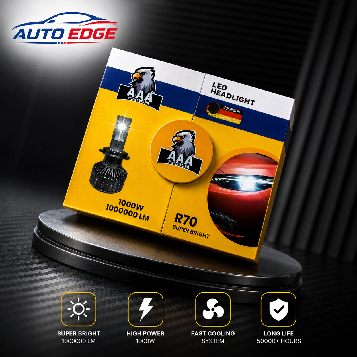 AAA platinum R70 super bright led Headlight 1000W H4